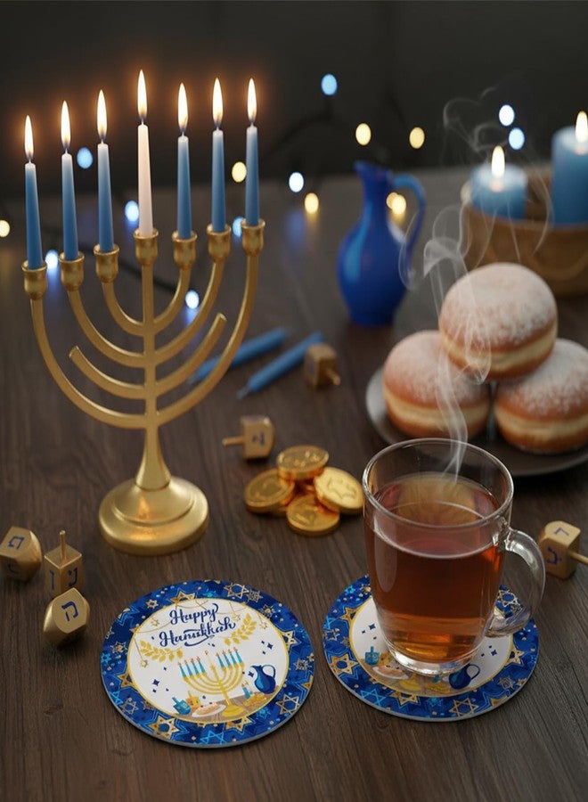 Affrolling 24 Sets Hanukkah Drinks Coasters for Table Protection with The Hanukkah Absorbent Drinks Coasters for Home Decoration and Judaism Gifts Dining Cafe Table Decoration, 4 Inches - Image 4